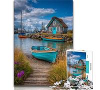 Puzzle 1000 pièces pour Adolescents et Adultes Bateaux sur Une île de villégiature Puzzles pour Adultes, Jeu Familial Anti-Stress Défi Difficile Convient aux Couples (Taille 75x50cm)
