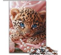 Puzzle 1000 pièces pour Adolescents et Adultes, Bébé Léopard, Jeu Familial Anti-Stress, défi Difficile, Une œuvre d'art pour Les 14 Ans et Plus (Taille 50x75cm)