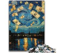 Puzzle 1000 pièces pour Adolescents et Adultes, Billets de Dollars du Ciel Nocturne, Puzzle Adulte, Vacances à la Maison, pièces de Formes aléatoires entièrement emboîtables 38x26cm