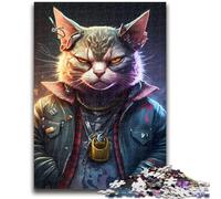 Puzzle 1000 pièces pour Adolescents et Adultes Boss Cat, Jeu Stimulant et éducatif en Famille pour Anniversaire et Noël 50x75cm
