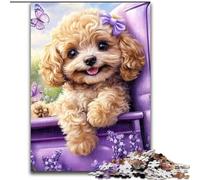 Puzzle 1000 pièces pour Adolescents et Adultes Caniche Lavande, Difficile et Complexe avec des pièces entièrement emboîtables de Formes aléatoires (Taille 50x75cm)