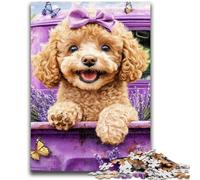 Puzzle 1000 pièces pour Adolescents et Adultes Caniche Lavande Jeu Stimulant et éducatif en Famille pour Anniversaire, Noël 50x75cm