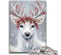 Puzzle 1000 pièces pour Adolescents et Adultes Cerf Blanc, Puzzle 1000 pièces, liste de souhaits avec Père Noël, pour Les Enfants de 14 Ans et Plus (50x75cm)