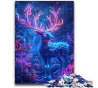 Puzzle 1000 pièces pour Adolescents et Adultes Cerf psychédélique Anti-Stress Défi Difficile Idéal comme Cadeau pour Toute la Famille 50x75cm