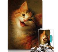 Puzzle 1000 pièces pour Adolescents et Adultes, Chat Heureux, Un Jeu Stimulant, idéal comme Cadeau pour Toute la Famille (38x26cm)