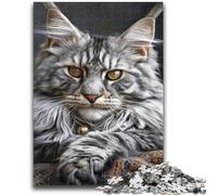 Puzzle 1000 pièces pour Adolescents et Adultes Chat Maine Coon Jeu Stimulant et éducatif en Famille pour Anniversaire, Noël 26x38cm