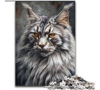 Puzzle 1000 pièces pour Adolescents et Adultes Chat Maine Coon, pour Les 14 Ans et Plus pour Un Jeu éducatif, Un défi, Un Cadeau d'anniversaire (Taille 50x75cm)