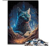 Puzzle 1000 pièces pour Adolescents et Adultes Chat Mystique de la Savane, Jeu Familial Anti-Stress, défi Difficile, Une œuvre d'art pour Les 14 Ans et Plus (Taille 26x38cm)