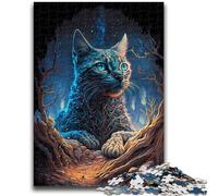 Puzzle 1000 pièces pour Adolescents et Adultes, Chat Mystique de la Savane, Jouets éducatifs et Amusants, activités à la Maison, Cadeau d'anniversaire, Cadeau de Voyage 50x75cm