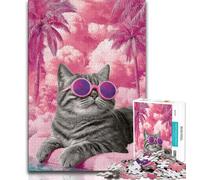 Puzzle 1000 pièces pour Adolescents et Adultes Chat Portant des Lunettes de Soleil Puzzle Adulte, Jouets et Jeux éducatifs pour Adultes et Adolescents (Taille 75x50cm)