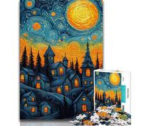 Puzzle 1000 pièces pour Adolescents et Adultes, Château du Ciel Nocturne, Jeu éducatif, défi, Jouet, à Offrir en Cadeau à Toute la Famille (38x26cm)