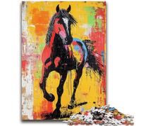 Puzzle 1000 pièces pour Adolescents et Adultes Cheval Graffiti Convient aux Personnes de 14 Ans et Plus Jeu éducatif Jouet de défi Cadeau pour Les Anniversaires 26x38cm