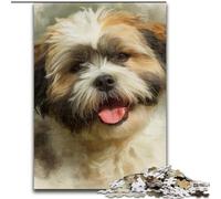 Puzzle 1000 pièces pour Adolescents et Adultes Chien Heureux, Jeu Familial Anti-Stress, défi Difficile, renforce l'amour Entre Couples 38x26cm