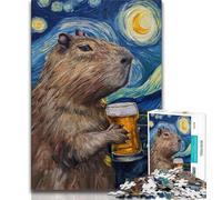 Puzzle 1000 pièces pour Adolescents et Adultes Ciel Nocturne Capibara, Un Jeu Stimulant idéal comme Cadeau pour Toute la Famille (38x26cm)