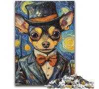 Puzzle 1000 pièces pour Adolescents et Adultes, Ciel Nocturne, Chihuahua, Anti-Stress, défi Difficile, décoration d'intérieur Unique et Cadeaux 26x38cm