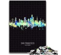 Puzzle 1000 pièces pour Adolescents et Adultes Ciel Nocturne de San Francisco, Jeu Stimulant et éducatif en Famille pour Anniversaire et Noël (Taille 50x75cm)
