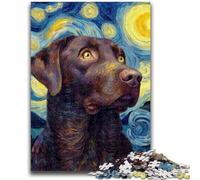 Puzzle 1000 pièces pour Adolescents et Adultes Ciel Nocturne, Labrador, Anti-Stress, défi Difficile, idéal comme Cadeau pour Toute la Famille 26x38cm