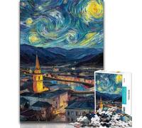 Puzzle 1000 pièces pour Adolescents et Adultes, Ciel Nocturne, Ville, Paysage Urbain, 1000 pièces pour Adultes, Anti-Stress, défi Difficile, Convient pour la décoration de Bureau (Taille 38x26cm)