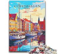 Puzzle 1000 pièces pour Adolescents et Adultes Copenhague Danemark Voyage Jouet éducatif Anti-Stress Interaction Parent-Enfant pour et 14 Ans (Taille 38x26cm)