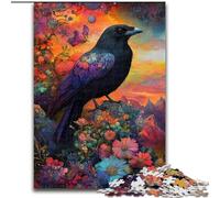 Puzzle 1000 pièces pour Adolescents et Adultes Corbeaux et Fleurs, Jouets éducatifs, Jeux Anti-Stress, décoration Murale (Taille 26x38cm)