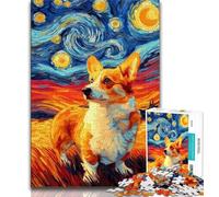 Puzzle 1000 pièces pour Adolescents et Adultes Corgi sous Le Ciel étoilé Puzzle 1000 pièces, Anti-Stress Staycation Kill Time Wishlist avec Le Père Noël (Taille 38x26cm)