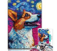 Puzzle 1000 pièces pour Adolescents et Adultes Corgi sous Le Ciel Nocturne, Jeu éducatif, défi, Jouet, à Offrir en Cadeau à Toute la Famille (75x50cm)