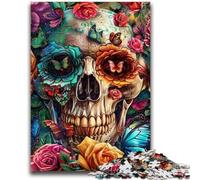 Puzzle 1000 pièces pour Adolescents et Adultes Crâne de Papillon 1000 pièces pour Adultes, avec Affiche et fiche de Questions Assorties pour Les 14 Ans et Plus (50x75cm)