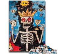 Puzzle 1000 pièces pour Adolescents et Adultes Crâne et Couronne de Style Basquiat Soulagement du Stress Défi Difficile Idéal comme Cadeau pour Toute la Famille 26x38cm