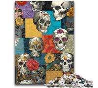 Puzzle 1000 pièces pour Adolescents et Adultes Crâne Mexicain, Anti-Stress, défi Difficile, idéal comme Cadeau pour Toute la Famille 26x38cm