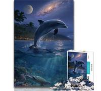 Puzzle 1000 pièces pour Adolescents et Adultes Dauphins Nocturnes 1000 pièces pour Adolescents, Jeu éducatif, Jouet, Cadeau d'anniversaire, décoration Murale (Taille 38x26cm)