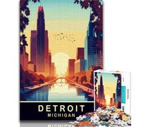 Puzzle 1000 pièces pour Adolescents et Adultes, Detroit, Michigan, activités Amusantes à la Maison, idéal comme Cadeau pour Toute la Famille à partir de 14 Ans, 38x26cm