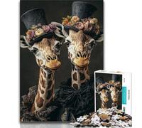 Puzzle 1000 pièces pour Adolescents et Adultes Deux girafes, Jeu éducatif Familial, décoration Murale, Cadeaux d'anniversaire et de Noël Uniques (75x50cm)
