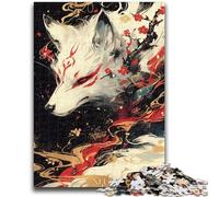 Puzzle 1000 pièces pour Adolescents et Adultes Dieu des Renards Anti-Stress Défi Difficile avec Affiche et fiche de Questions-réponses Assorties 26x38cm