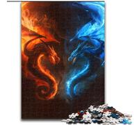 Puzzle 1000 pièces pour Adolescents et Adultes Dragon de Glace et de feu, Anti-Stress, défi Difficile, Cadeaux du Père Noël Secret (Taille 50x75cm)