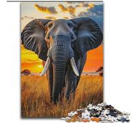 Puzzle 1000 pièces pour Adolescents et Adultes, éléphant de Savane Africaine, Difficile, avec des pièces entièrement emboîtables de Formes aléatoires (Taille 50x75cm)