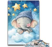 Puzzle 1000 pièces pour Adolescents et Adultes, éléphant endormi, pour Un Jeu Stimulant et Familial (75x50cm)