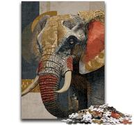 Puzzle 1000 pièces pour Adolescents et Adultes Éléphant Noir et Or Convient aux Personnes de 14 Ans et Plus Jeu éducatif Jouet de défi Cadeau pour Les Anniversaires 26x38cm