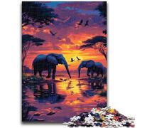 Puzzle 1000 pièces pour Adolescents et Adultes, éléphants d'Afrique, Jouets éducatifs et Amusants, activités à la Maison, Cadeau d'anniversaire, Cadeau de Voyage, 50x75cm