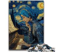 Puzzle 1000 pièces pour Adolescents et Adultes Femme Jouant du Piano, activité familiale, décoration d'intérieur Unique et Cadeaux pour Les 14 Ans et Plus, 50x75cm