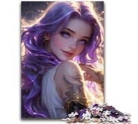 Puzzle 1000 pièces pour Adolescents et Adultes, Fille animée Violette, Difficile à compléter, mais Amusant et Humoristique, Cadeau d'anniversaire, Cadeaux, décoration Murale 38x26cm