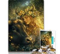 Puzzle 1000 pièces pour Adolescents et Adultes, Fille et Vache, Jeu Stimulant, idéal comme Cadeau pour Toute la Famille (38x26cm)