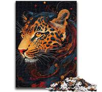 Puzzle 1000 pièces pour Adolescents et Adultes Flamme Léopard Anti-Stress Staycation Kill Time Wishlist avec Père Noël 50x75cm