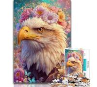 Puzzle 1000 pièces pour Adolescents et Adultes Fleurs Aigle, Jeu éducatif Familial Décoration Murale Cadeaux d'anniversaire et de Noël Uniques (38x26cm)