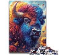 Puzzle 1000 pièces pour Adolescents et Adultes Fleurs et Bisons pour Les 14 Ans et Plus Cadeaux intéressants pour la réduction du Stress pour Les Amis et la Famille 50x75cm