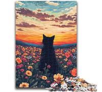 Puzzle 1000 pièces pour Adolescents et Adultes Fleurs Sauvages du Chat pour Les 14 Ans et Plus Cadeaux intéressants pour la réduction du Stress pour Les Amis et la Famille 26x38cm