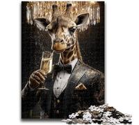 Puzzle 1000 pièces pour Adolescents et Adultes Girafe Noire dorée pour Les 14 Ans et Plus Jeu intellectuel Cadeaux d'anniversaire de Noël 50x75cm