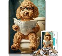 Puzzle 1000 pièces pour Adolescents et Adultes Golden Doodle in The Toilet Collection Artists Beaux-Arts à partir de 14 Ans 26x38cm