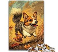 Puzzle 1000 pièces pour Adolescents et Adultes Happy Corgi Stress Reliever Staycation Kill Time Wishlist avec Père Noël 26x38cm