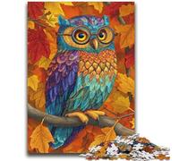 Puzzle 1000 pièces pour Adolescents et Adultes Hibou Feuilles Tombantes pour Les 14 Ans et Plus Jeu de Quiz Activités Amusantes à la Maison, Cadeau d'anniversaire, Cadeaux de Voyage 26x38cm