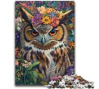 Puzzle 1000 pièces pour Adolescents et Adultes Hibou Fleurs Anti-Stress Défi Difficile Convient pour la décoration de Bureau 26x38cm